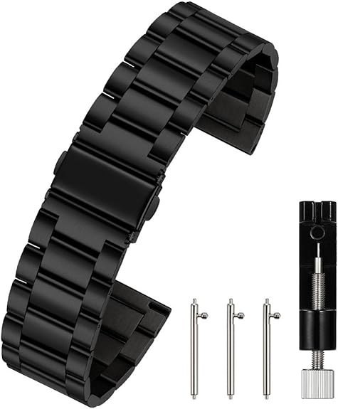 BRANSOLETA DO ZEGARKA CZARNY STAL UNIWERSALNA REGULOWANA ELEGANCKA 22mm BRANSOLETA DO ZEGARKA CZARNY STAL UNIWERSALNA REGULOWANA ELEGANCKA 22mm