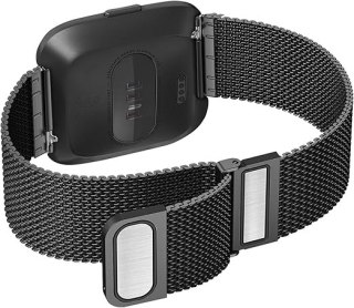BRANSOLETA DO ZEGARKA Fitbit Versa/Versa 2/LITE CZARNA STAL SIATKA