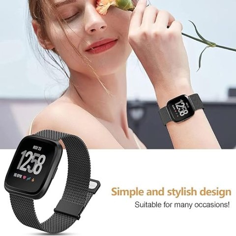 BRANSOLETA DO ZEGARKA Fitbit Versa/Versa 2/LITE CZARNA STAL SIATKA BRANSOLETA DO ZEGARKA Fitbit Versa/Versa 2/LITE CZARNA STAL SIATKA