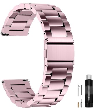 BRANSOLETA DO ZEGARKA RÓŻOWA STAL UNIWERSALNA ELEGANCKA 20mm