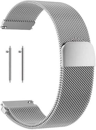 BRANSOLETA DO ZEGARKA SREBRNA STAL SIATKA UNIWERSALNA ELEGANCKA 20mm