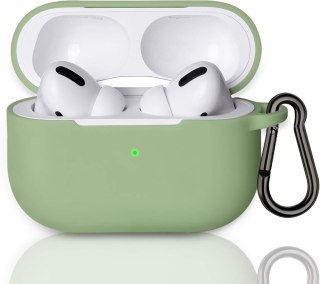 ETUI APPLE AIRPODS AIRPODS PRO ZIELONE PASTELOWE ELASTYCZNE Z ZAWIESZKĄ