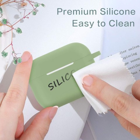 ETUI APPLE AIRPODS AIRPODS PRO ZIELONE PASTELOWE ELASTYCZNE Z ZAWIESZKĄ