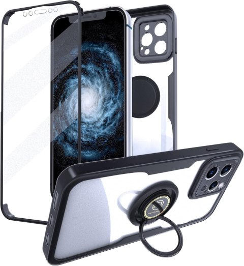 ETUI APPLE IPHONE 12 PRO PRZEZROCZYSRE CZARNA RAMKA PIERŚCIEŃ BUMPER 360° ETUI APPLE IPHONE 12 PRO PRZEZROCZYSRE CZARNA RAMKA PIERŚCIEŃ BUMPER 360°