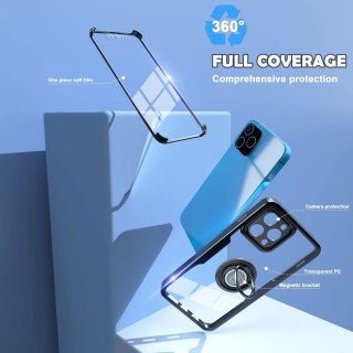 ETUI APPLE IPHONE 12 PRO PRZEZROCZYSRE CZARNA RAMKA PIERŚCIEŃ BUMPER 360°