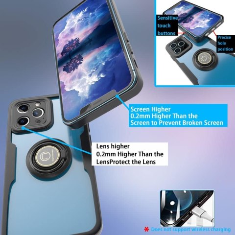 ETUI APPLE IPHONE 12 PRO PRZEZROCZYSRE CZARNA RAMKA PIERŚCIEŃ BUMPER 360° ETUI APPLE IPHONE 12 PRO PRZEZROCZYSRE CZARNA RAMKA PIERŚCIEŃ BUMPER 360°