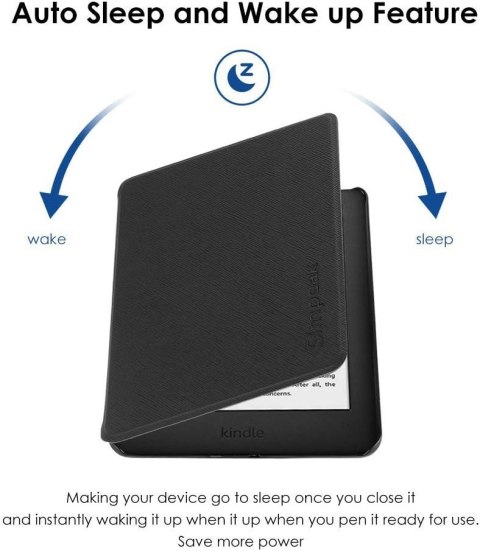 ETUI DO CZYTNIK KSIĄŻEK KINDLE 10 GEN 2019 CZARNE IMITACJA SKÓRY Z KLAPKĄ