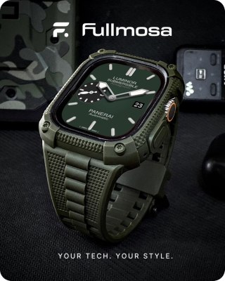 ETUI DO ZEGARKA APPLE WATCH 9/8/7 WOJSKOWA ZIELEŃ PASEK 45mm PANCERNE