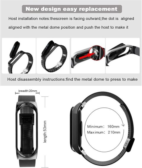 ETUI DO ZEGARKA XIAOMI MI BAND 4/3 CZARNE Z BRANSOLETĄ ZAPINANY PASEK ETUI DO ZEGARKA XIAOMI MI BAND 4/3 CZARNE Z BRANSOLETĄ ZAPINANY PASEK