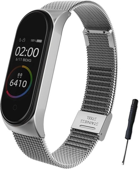 ETUI DO ZEGARKA XIAOMI MI BAND 4/3 SREBRNE Z BRANSOLETĄ ZAPINANY PASEK ETUI DO ZEGARKA XIAOMI MI BAND 4/3 SREBRNE Z BRANSOLETĄ ZAPINANY PASEK