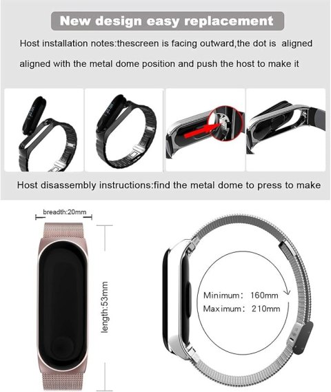 ETUI DO ZEGARKA XIAOMI MI BAND 4/3 SREBRNE Z BRANSOLETĄ ZAPINANY PASEK ETUI DO ZEGARKA XIAOMI MI BAND 4/3 SREBRNE Z BRANSOLETĄ ZAPINANY PASEK