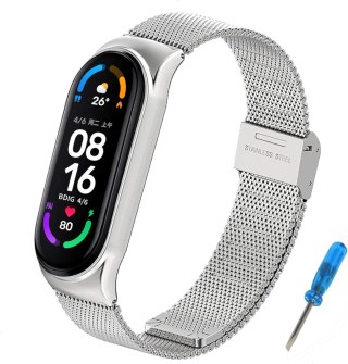 ETUI DO ZEGARKA XIAOMI MI BAND 5/4/3/ SMART BAND 6 SREBRNE Z BRANSOLETĄ