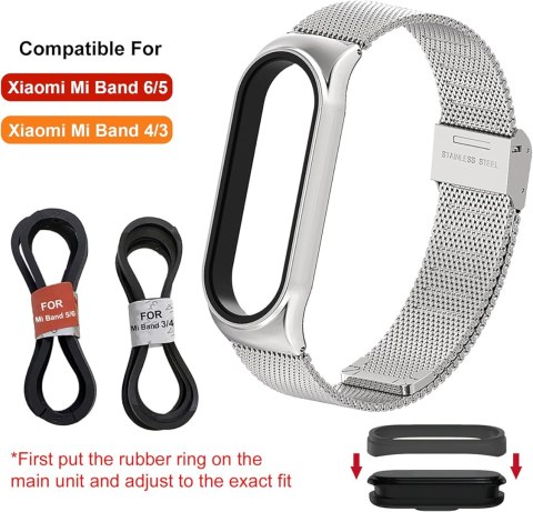 ETUI DO ZEGARKA XIAOMI MI BAND 5/4/3/ SMART BAND 6 SREBRNE Z BRANSOLETĄ ETUI DO ZEGARKA XIAOMI MI BAND 5/4/3/ SMART BAND 6 SREBRNE Z BRANSOLETĄ