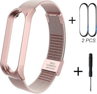 ETUI DO ZEGARKA XIAOMI MI BAND 6/5 RÓŻOWE Z BRANSOLETĄ +2x FOLIA OCHRONNA