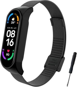 ETUI DO ZEGARKA XIAOMI MI BAND 6/5/4 CZARNE Z BRANSOLETĄ STAL NIERDZEWNA