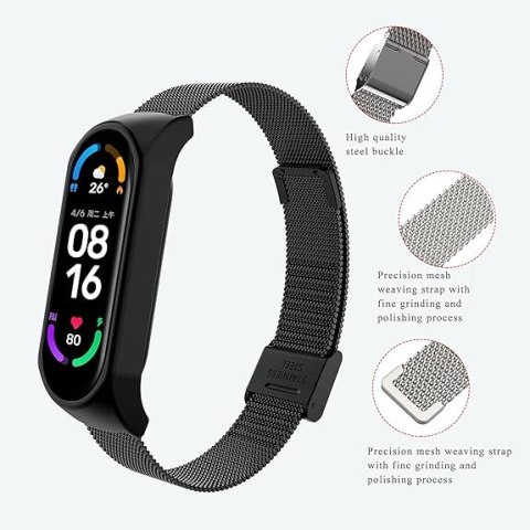ETUI DO ZEGARKA XIAOMI MI BAND 6/5/4 CZARNE Z BRANSOLETĄ STAL NIERDZEWNA ETUI DO ZEGARKA XIAOMI MI BAND 6/5/4 CZARNE Z BRANSOLETĄ STAL NIERDZEWNA