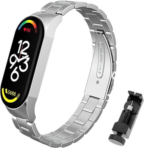 ETUI DO ZEGARKA XIAOMI MI BAND 6/5/4 SREBRNE Z BRANSOLETĄ STAL NIERDZEWNA ETUI DO ZEGARKA XIAOMI MI BAND 6/5/4 SREBRNE Z BRANSOLETĄ STAL NIERDZEWNA