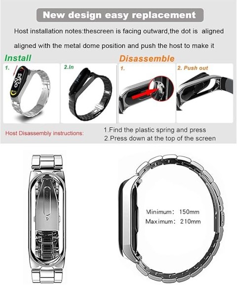 ETUI DO ZEGARKA XIAOMI MI BAND 6/5/4 SREBRNE Z BRANSOLETĄ STAL NIERDZEWNA ETUI DO ZEGARKA XIAOMI MI BAND 6/5/4 SREBRNE Z BRANSOLETĄ STAL NIERDZEWNA