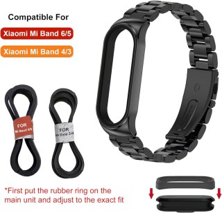 ETUI DO ZEGARKA XIAOMI MI BAND 6/5/4/3 CZARNE Z BRANSOLETĄ STAL NIERDZEWNA
