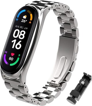 ETUI DO ZEGARKA XIAOMI MI BAND 7 SREBRNE Z BRANSOLETĄ STAL NIERDZEWNA