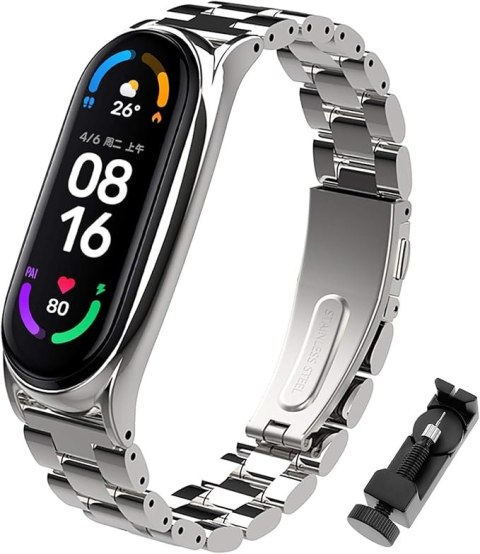 ETUI DO ZEGARKA XIAOMI MI BAND 7 SREBRNE Z BRANSOLETĄ STAL NIERDZEWNA ETUI DO ZEGARKA XIAOMI MI BAND 7 SREBRNE Z BRANSOLETĄ STAL NIERDZEWNA
