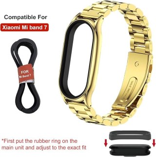 ETUI DO ZEGARKA XIAOMI MI BAND 7 ZŁOTE Z BRANSOLETĄ PASEK STAL NIERDZEWNA