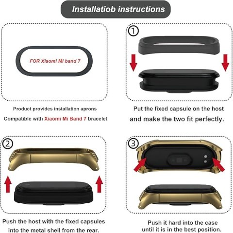 ETUI DO ZEGARKA XIAOMI MI BAND 7 ZŁOTE Z BRANSOLETĄ PASEK STAL NIERDZEWNA ETUI DO ZEGARKA XIAOMI MI BAND 7 ZŁOTE Z BRANSOLETĄ PASEK STAL NIERDZEWNA
