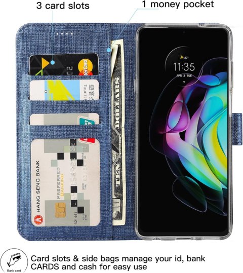 ETUI MOTOROLA EDGE 20 LITE GRANATOWE ZAMYKANE Z KLAPKA OCHRONNE WYTRZYMAŁE