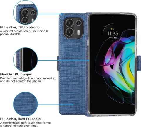 ETUI MOTOROLA EDGE 20 LITE GRANATOWE ZAMYKANE Z KLAPKA OCHRONNE WYTRZYMAŁE