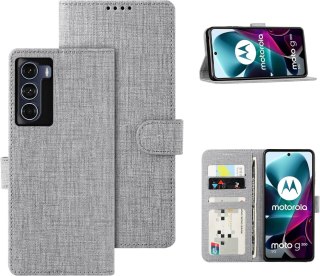 ETUI MOTOROLA MOTO G200 5G SZARNE ZAMYKANE Z KLAPKĄ MIEJSCE NA KARTY