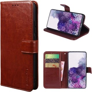 ETUI MOTOROLA MOTO G50 4G BRĄZOWE ZAMYKANE Z KLAPKĄ IMITACJA SKÓRY SOLIDNE