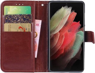 ETUI MOTOROLA MOTO G50 4G BRĄZOWE ZAMYKANE Z KLAPKĄ IMITACJA SKÓRY SOLIDNE