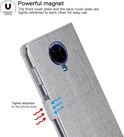 ETUI NOKIA G20 SZARNE ZAMYKANE Z KLAPKĄ MIEJSCE NA KARTY WYTRZYMAŁE SOLIDNE