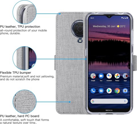 ETUI NOKIA G20 SZARNE ZAMYKANE Z KLAPKĄ MIEJSCE NA KARTY WYTRZYMAŁE SOLIDNE