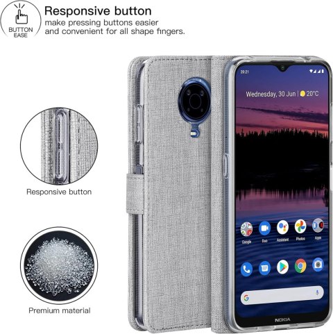 ETUI NOKIA G20 SZARNE ZAMYKANE Z KLAPKĄ MIEJSCE NA KARTY WYTRZYMAŁE SOLIDNE
