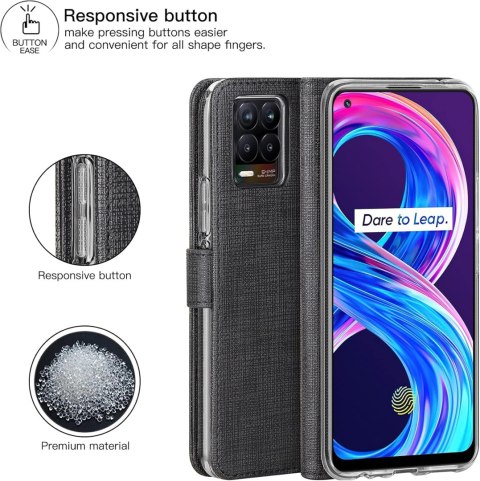 ETUI REALME 8 PRO CZARNE MIEJSCE NA KARTY ZAMYKANE Z KLAPKĄ OCHRONNE