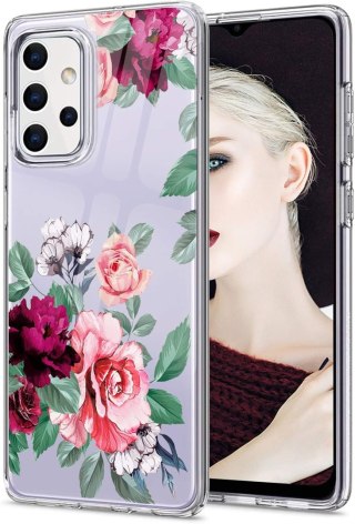 ETUI SAMSUNG GALAXY A32 5G PRZEZROCZYSTE RÓŻOWE KWIATY UROCZE PLECKI