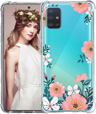 ETUI SAMSUNG GALAXY A71 5G PRZEZROCZYSTE KOLOROWE RÓŻOWE KWIATY PLECKI