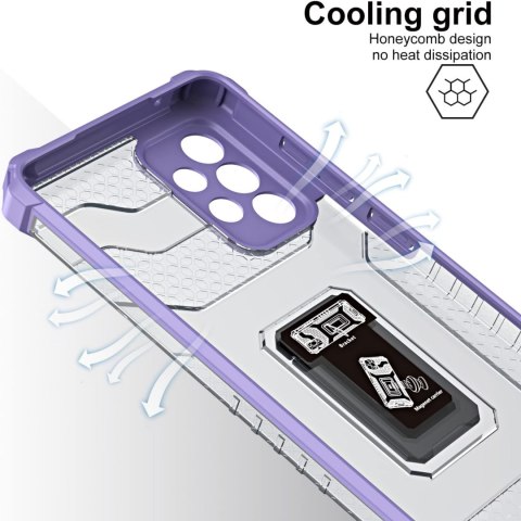 ETUI SAMSUNG GALAXY A72 SZARE TRANSPARENTNE FIOLET PIERŚCIEŃ +SZKŁO