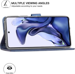 ETUI SAMSUNG GALAXY S21 FE 5G GRANATOWE ZAMYKANE Z KLAPKĄ MIEJSCE NA KARTY
