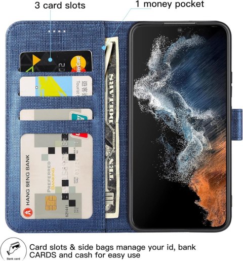 ETUI SAMSUNG GALAXY S22+ NIEBIEKSIE GRANATOWE ZAMYKANE Z KLAPKĄ OCHRONNE
