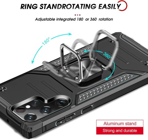 ETUI SAMSUNG GALAXY S22 ULTRA CZARNE PANCERNE Z PIPERŚCIENIEM OCHRONNE