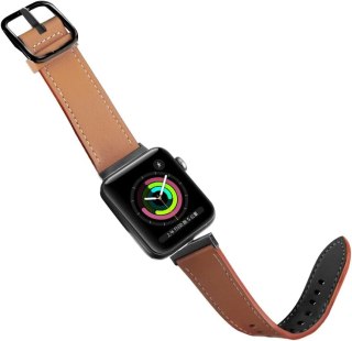 PASEK DO APPLE WATCH 4/5/6/7/8/9/10/SE/ULTRA 44/45/46/49 BRĄZOWO-CZARNY
