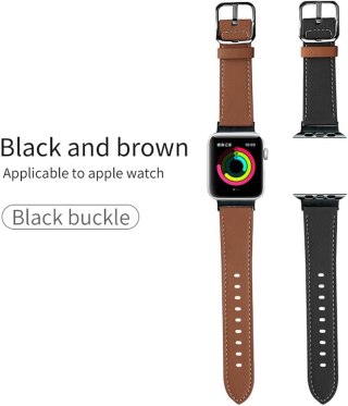 PASEK DO APPLE WATCH 4/5/6/7/8/9/10/SE/ULTRA 44/45/46/49 BRĄZOWO-CZARNY