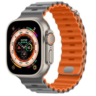 PASEK DO APPLE WATCH 4/5/6/7/8/9/10/SE/ULTRA 44/45/46/49 SZARO-POMARAŃCZOWY