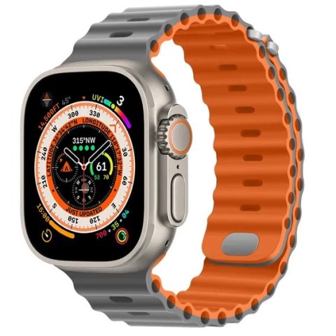 PASEK DO APPLE WATCH 4/5/6/7/8/9/10/SE/ULTRA 44/45/46/49 SZARO-POMARAŃCZOWY PASEK DO APPLE WATCH 4/5/6/7/8/9/10/SE/ULTRA 44/45/46/49 SZARO-POMARAŃCZOWY