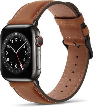 PASEK DO APPLE WATCH 5/6/7/8/9/10/SE/ULTRA 44/45/46/49 BRĄZOWY SKÓRA