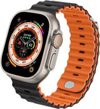 PASEK DO APPLE WATCH 5/6/7/8/9/10/SE/ULTRA 44/45/46/49 CZARNO-POMARAŃCZOWY