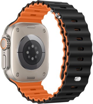PASEK DO APPLE WATCH 5/6/7/8/9/10/SE/ULTRA 44/45/46/49 CZARNO-POMARAŃCZOWY