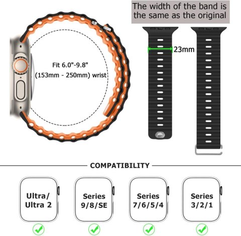 PASEK DO APPLE WATCH 5/6/7/8/9/10/SE/ULTRA 44/45/46/49 CZARNO-POMARAŃCZOWY PASEK DO APPLE WATCH 5/6/7/8/9/10/SE/ULTRA 44/45/46/49 CZARNO-POMARAŃCZOWY